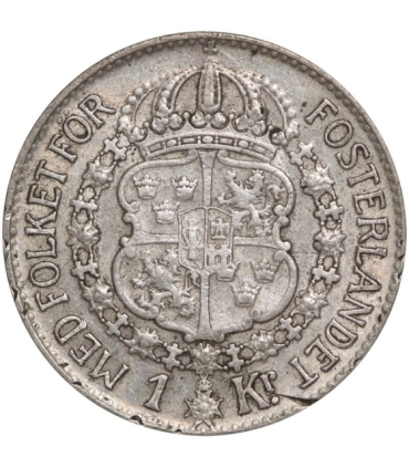 Szwecja 1 korona, srebro Ag800, 1939