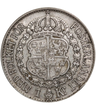 Szwecja 1 korona, srebro Ag800, 1939