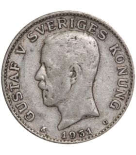 Szwecja 1 korona, srebro Ag800, 1931