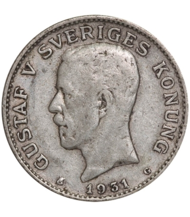 Szwecja 1 korona, srebro Ag800, 1931