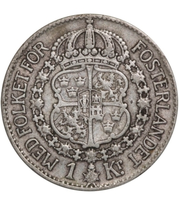 Szwecja 1 korona, srebro Ag800, 1931