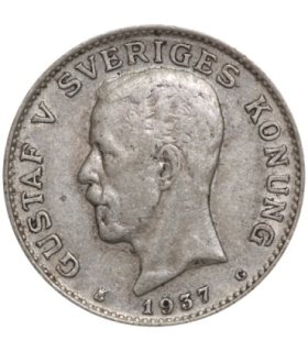 Szwecja 1 korona, srebro Ag800, 1937