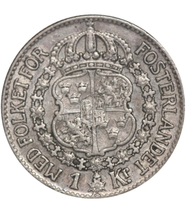 Szwecja 1 korona, srebro Ag800, 1937