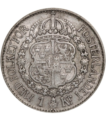 Szwecja 1 korona, srebro Ag800, 1937
