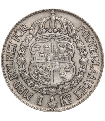 Szwecja 1 korona, srebro Ag800, 1936