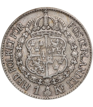 Szwecja 1 korona, srebro Ag800, 1936