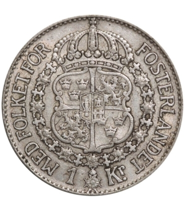 Szwecja 1 korona, srebro Ag800, 1936