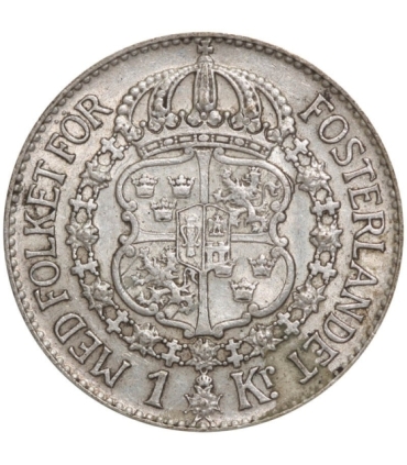 Szwecja 1 korona, srebro Ag800, 1935