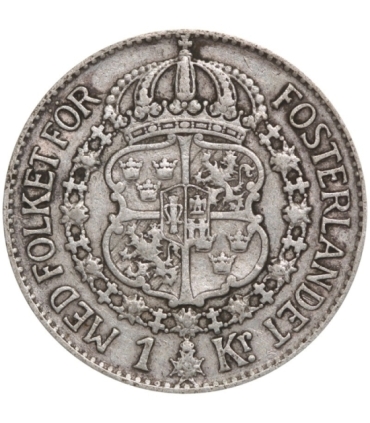 Szwecja 1 korona, srebro Ag800, 1930