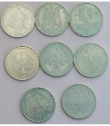 Lot:  8 x 10 marek Niemcy Srebro Ag 925