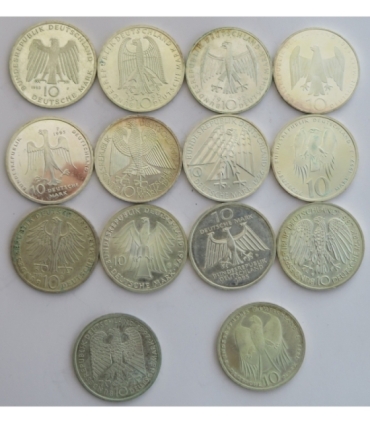 Lot:  14 x 10 marek Niemcy Srebro Ag 625