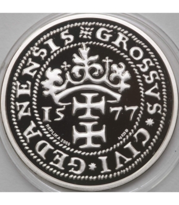 Gdańsk, grosz oblężniczy 1577, Srebro 925, platerowany, 2009 r.