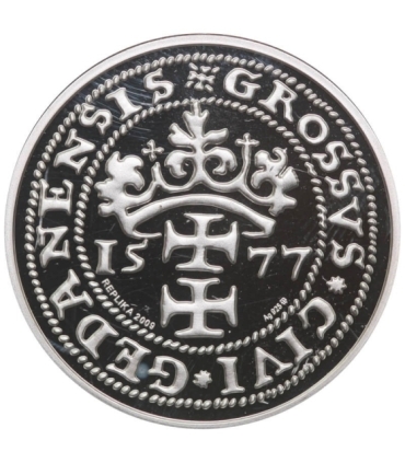 Gdańsk, grosz oblężniczy 1577, Srebro 925, platerowany, 2009 r.