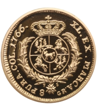 Replika dwuzłotówki Stanisława Augusta Poniatowskiego, 1766, srebro złocone