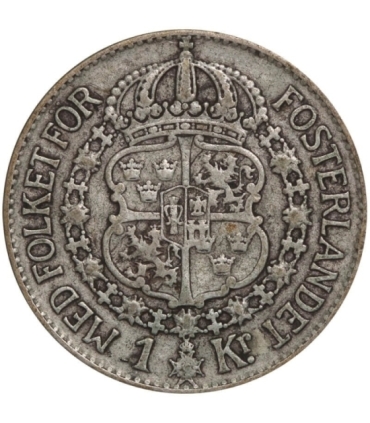 Szwecja 1 korona, srebro Ag800, 1930