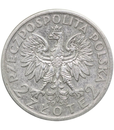 2 złote głowa kobiety 1933, stan 2
