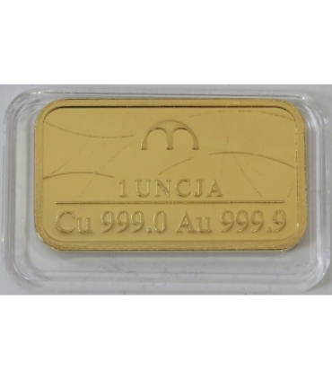 Numizmat Polskie miasta, 1 uncja Cu platerowana Au, etui, certyfikat