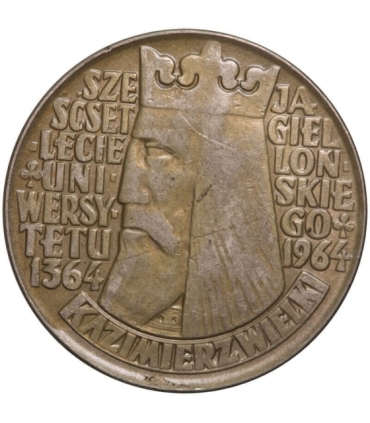 10 złotych, 1964 Kazimierz Wielki, napis wypukły 1/1-