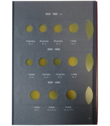 Album używany na monety obiegowe po denominacji z lat 1990-1995