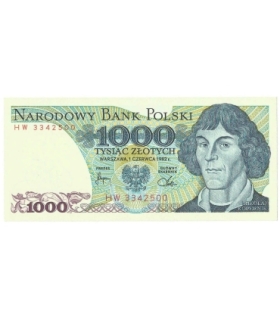 1000 zł, Mikołaj Kopernik, 1982, seria HW, stan 1/1-