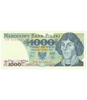 1000 zł, Mikołaj Kopernik, 1982, seria HW, stan 1/1-