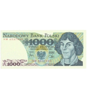 1000 zł, Mikołaj Kopernik, 1982, seria HW, stan 1/1-