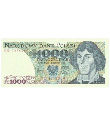 1000 zł, Mikołaj Kopernik, 1982, seria KD, stan 1/1-