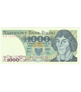 1000 zł, Mikołaj Kopernik, 1982, seria KD, stan 1/1-