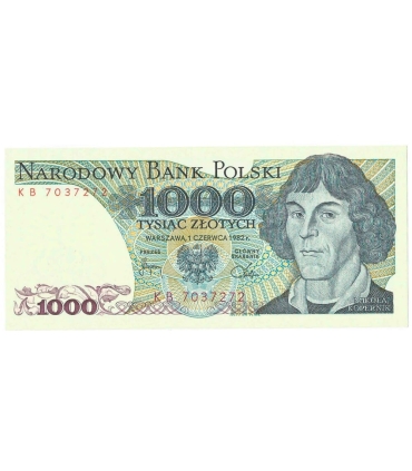 1000 zł, Mikołaj Kopernik, 1982, seria KB, stan 1/1-