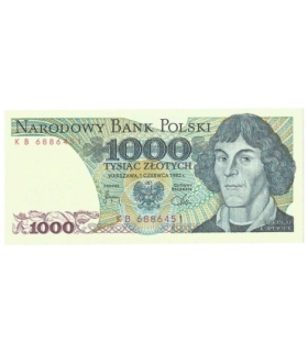 1000 zł, Mikołaj Kopernik, 1982, seria KB, stan 1/1-