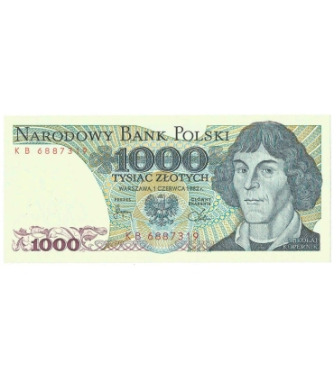 1000 zł, Mikołaj Kopernik, 1982, seria KB, stan 1/1-