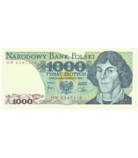 1000 zł, Mikołaj Kopernik, 1982, seria HW, stan 1/1-