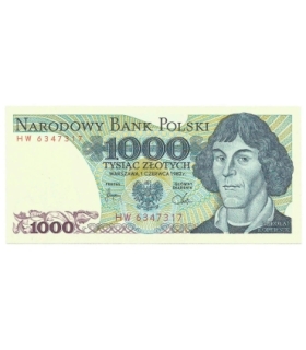 1000 zł, Mikołaj Kopernik, 1982, seria HW, stan 1/1-