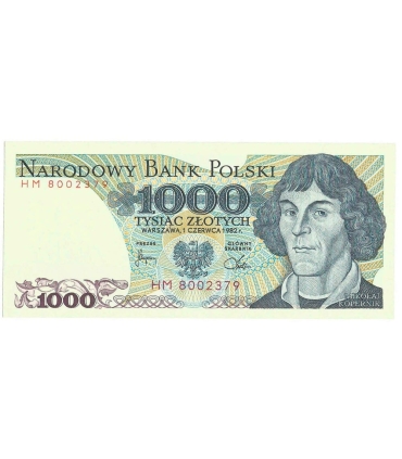 1000 zł, Mikołaj Kopernik, 1982, seria HM, stan 1/1-