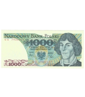 1000 zł, Mikołaj Kopernik, 1982, seria GG, stan 1/1-