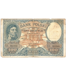 Banknot 100 zł, rok 1919 rok, seria SB. stan 5