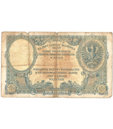Banknot 100 zł, rok 1919 rok, seria SB. stan 5
