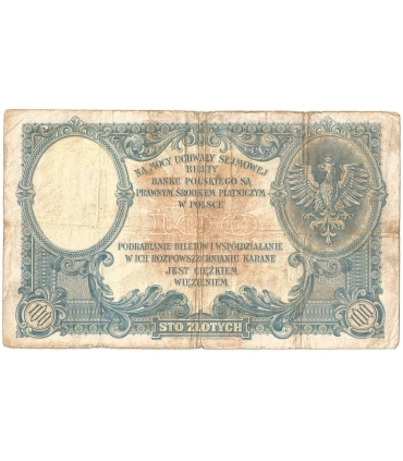 Banknot 100 zł, rok 1919 rok, seria SB. stan 5