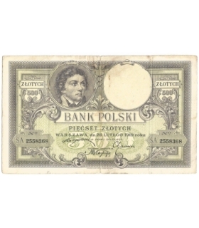 Banknot 500 zł, rok 1919 rok, seria S.A. stan 3-