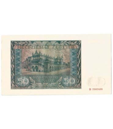 Banknot 50 złotych 1941 stan 1-/2+, seria B