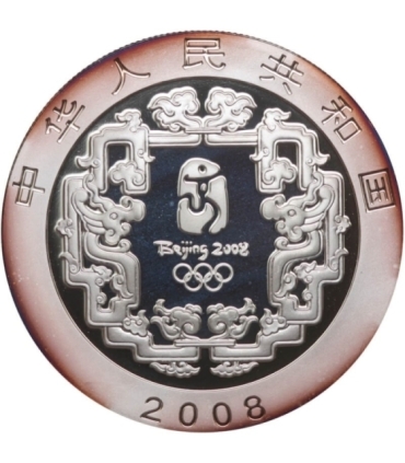 Chiny 10 YUANÓW 2008 "Taniec lwa" 1 uncja Srebro Ag 999, certyfikat