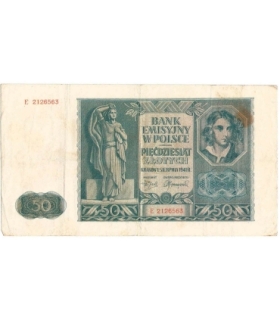 Banknot 50 złotych 1941 stan 3-, seria E