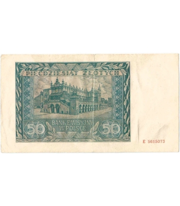 Banknot 50 złotych 1941 stan 3, seria E