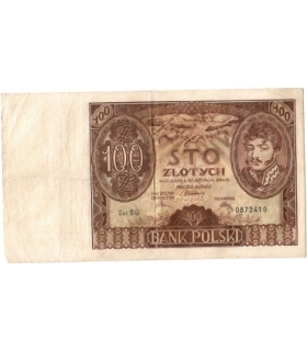 Banknot 100 zł 1934 rok, seria BG stan 3-