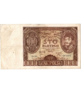 Banknot 100 zł 1934 rok, seria BG stan 4+