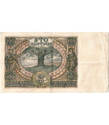 Banknot 100 zł 1934 rok, seria CT stan 4