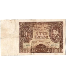 Banknot 100 zł 1934 rok, seria BD stan 3-