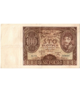 Banknot 100 zł 1934 rok, seria AX stan 3-