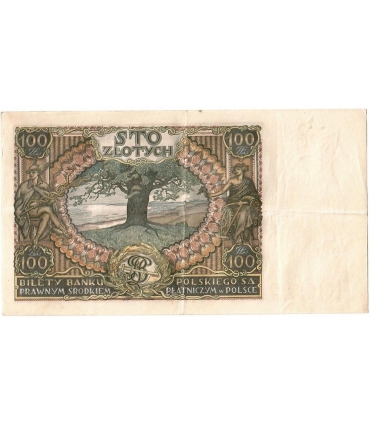 Banknot 100 zł 1934 rok, seria AX stan 3-