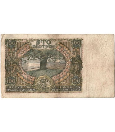 Banknot 100 zł 1934 rok, seria AJ stan 4+